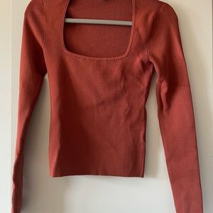 Burnt Orange Square Neck Sweater